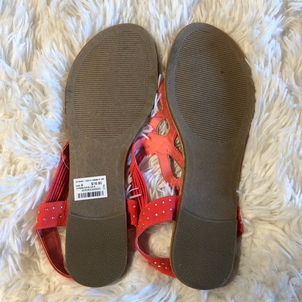 Coral Rhinestone Sandals - Picture 2 of 5